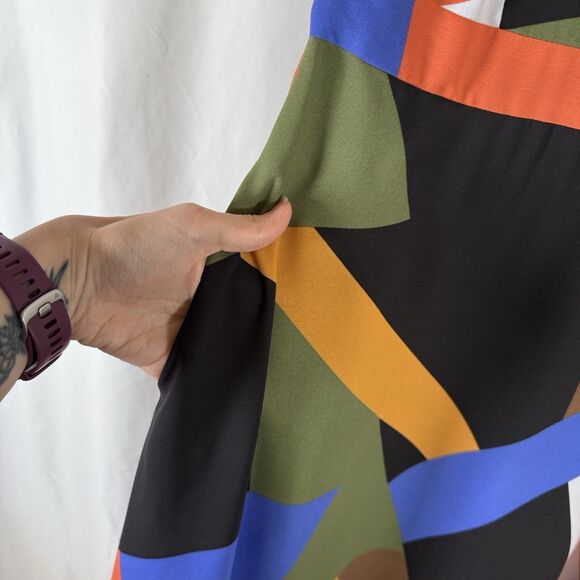 Tahari Arthur S Levine Maxi Dress Women's 8 Black Color Block High Neck Sleevlss - Picture 8 of 13